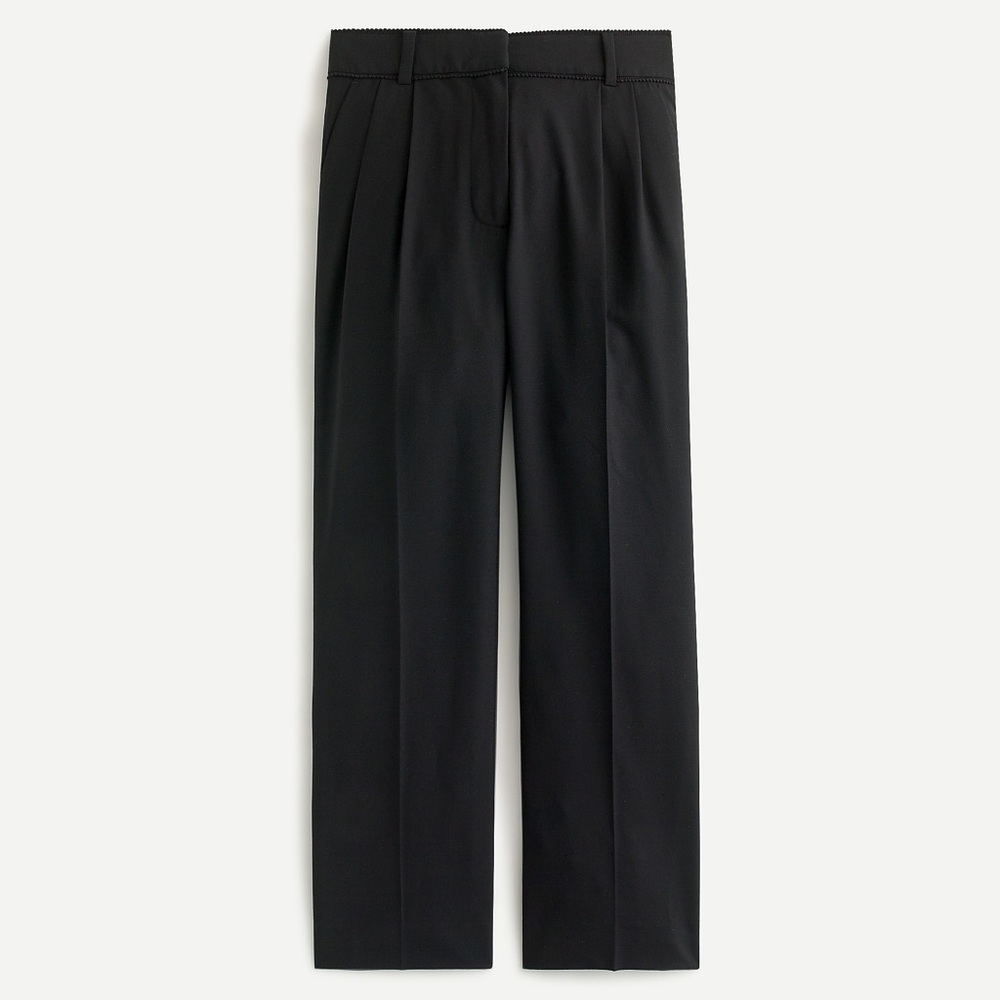 Crochet-trimmed pleated trouser